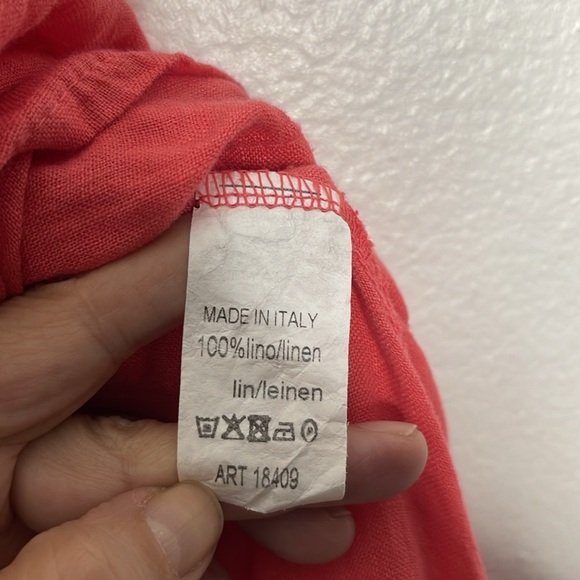 Gigi Moda Linen Rosalia Lagenlook Orange Midi Dress Pockets Sleeveless XS / S - Picture 6 of 6